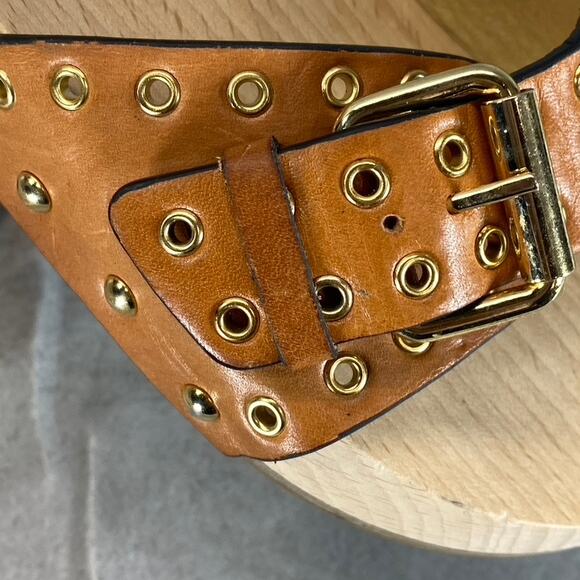 ISABEL MARANT Women's Tan Leather Jaso Eyelet Slide Clog Sandals SZ 9 - Picture 10 of 11